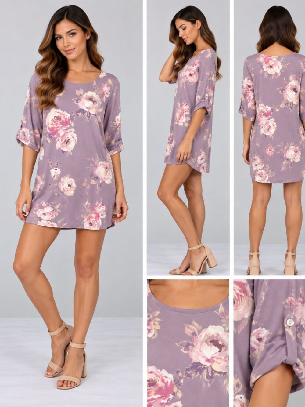 Morning Lavender Pink Floral Chiffon Shift Dress Size S